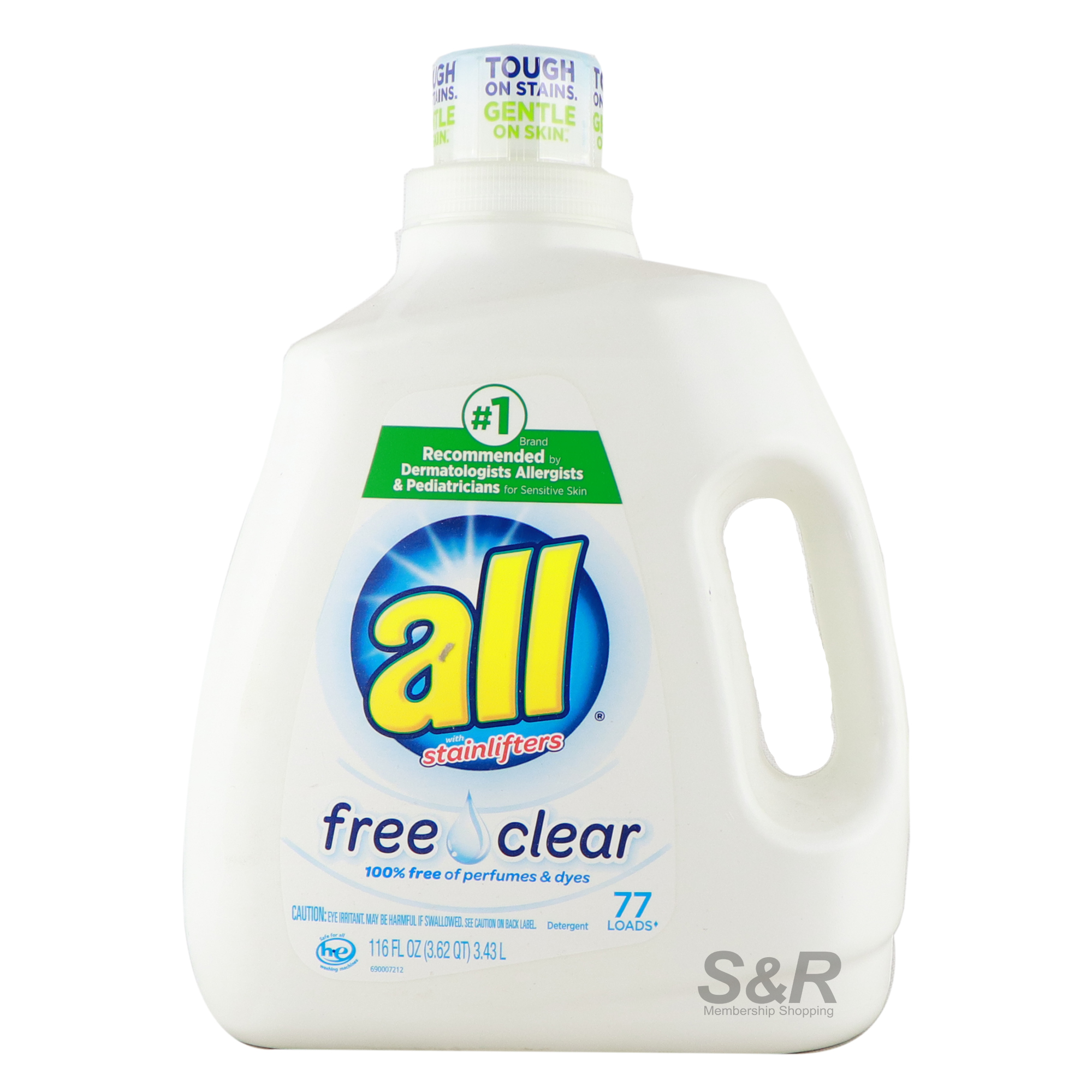 All Stainlifters Free Clear Liquid Detergent 3.43L